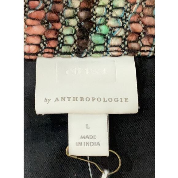 Anthropologie Tweed Fringe Blazer Women’s L Academia Neutral Boho Wool Blend NEW - Picture 5 of 7